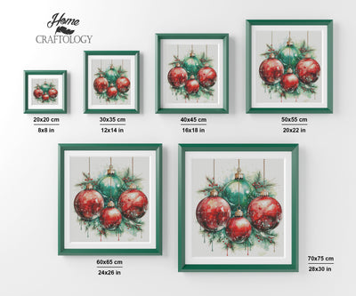 Red and Green Christmas Balls - Premium Diamond Painting Kit
