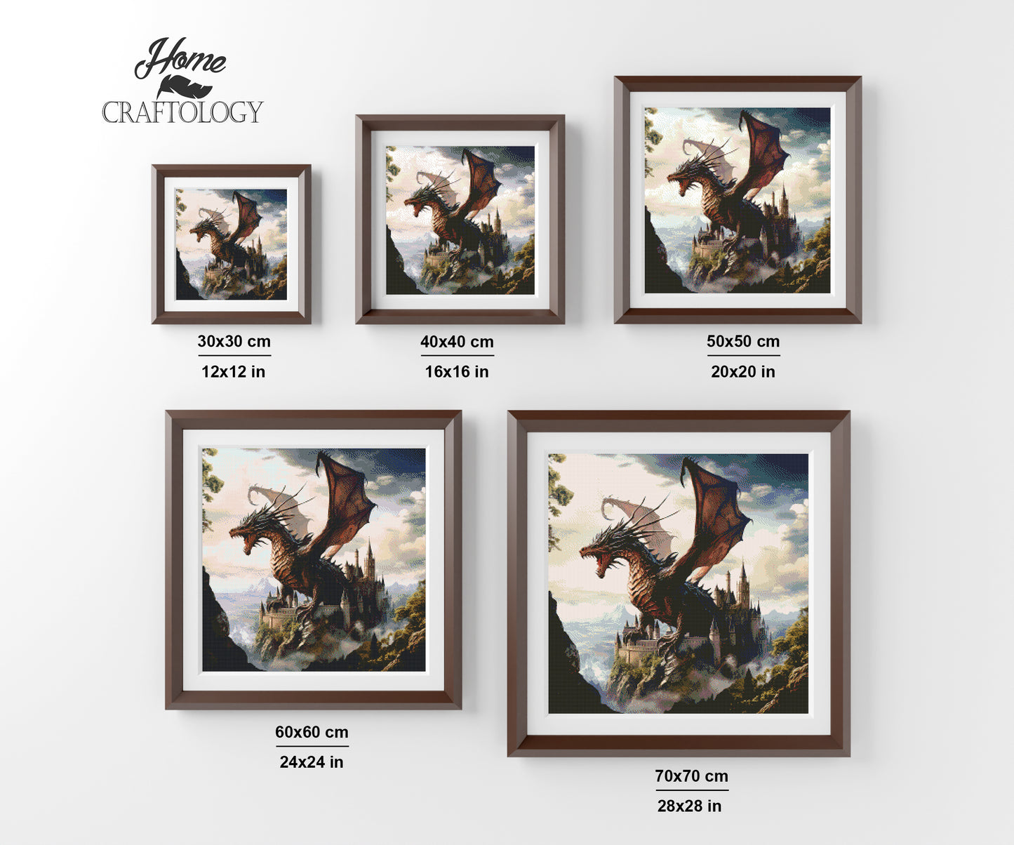 Dragon Over a Castle - Exclusive Premium Diamond Painting Kit