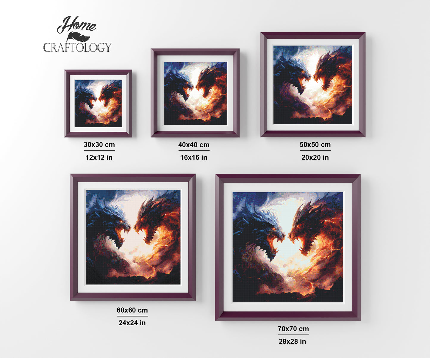 Ice and Fire Dragon- Exclusive Premium Diamond Painting Kit