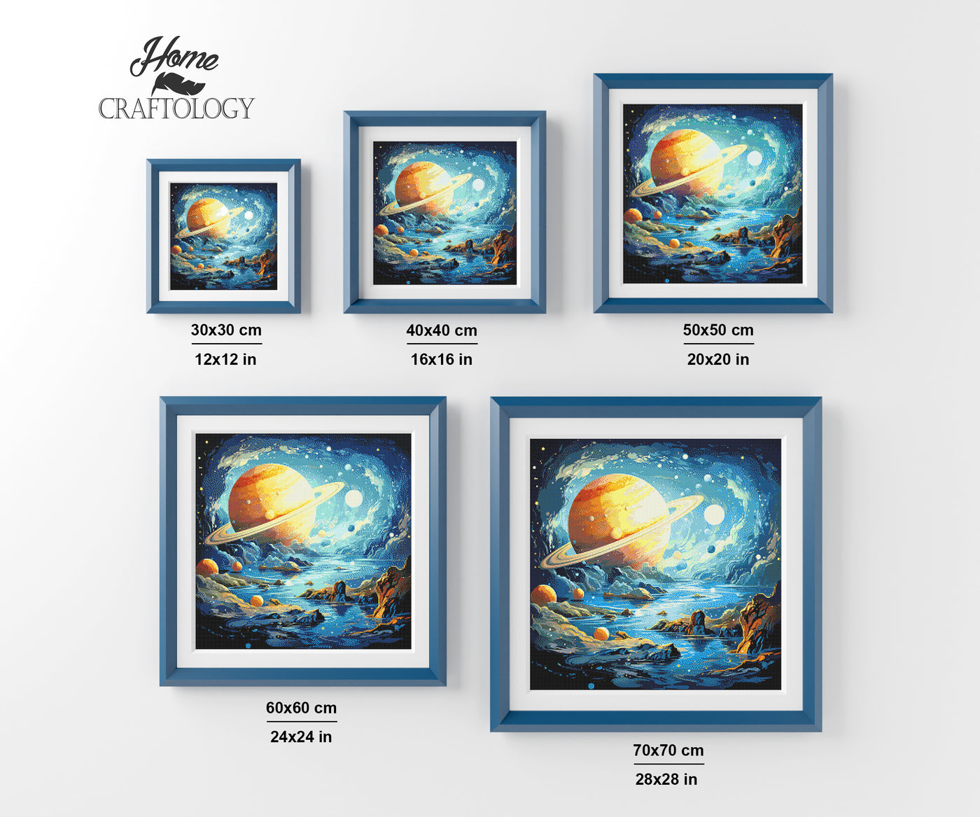 Saturn with Other Planets - Premium Diamond Painting Kit