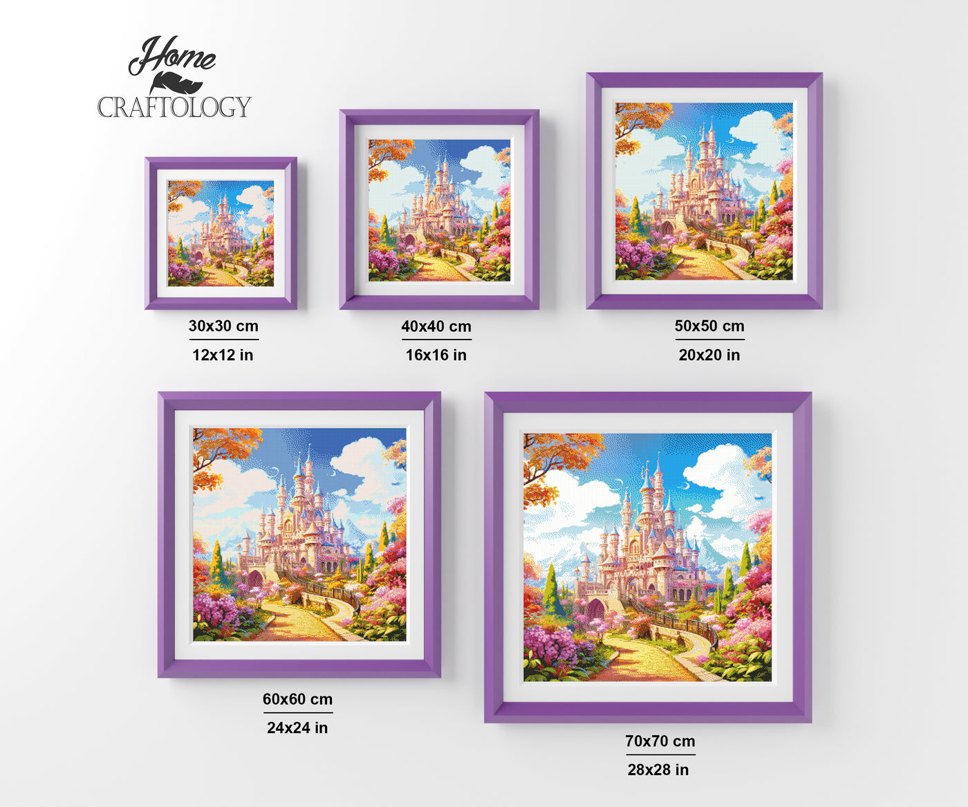Castle with Colorful Flowers - Premium Diamond Painting Kit