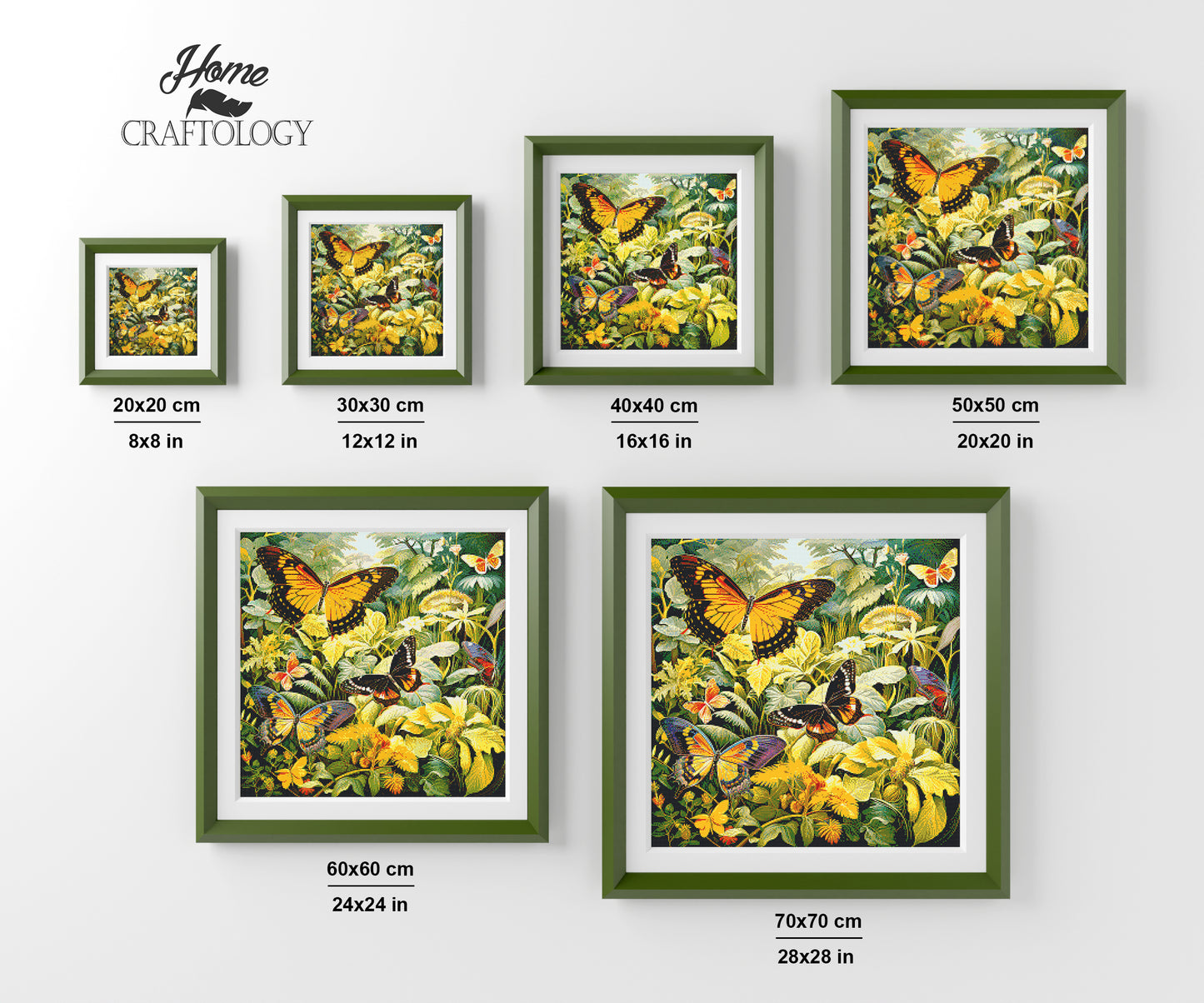 Greens and Butterflies - Exclusive Premium Diamond Painting Kit