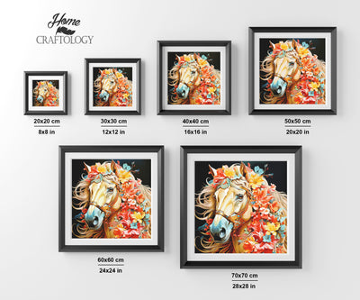 New! Horse with Flowers - Premium Diamond Painting Kit