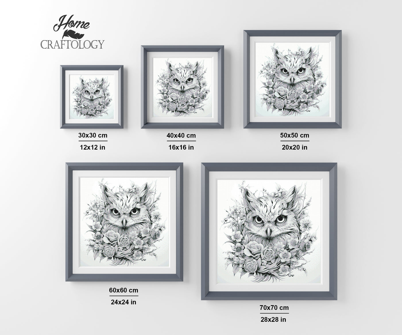 New! Owl with Flowers - Premium Diamond Painting Kit