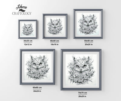 Owl with Flowers - Premium Diamond Painting Kit