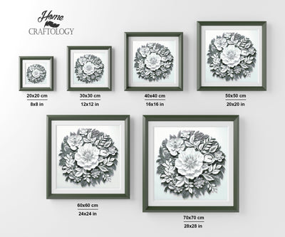 New! White Flowers with Leaves - Premium Diamond Painting Kit