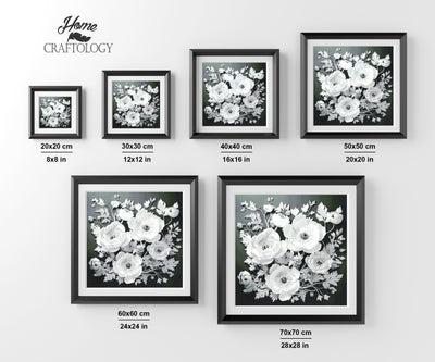 New! White Flowers - Premium Diamond Painting Kit
