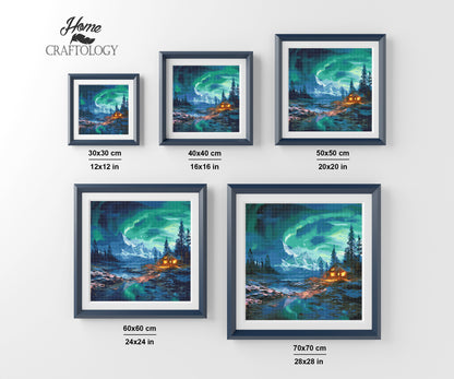 Cabin with Northern Lights - Exclusive Premium Diamond Painting Kit