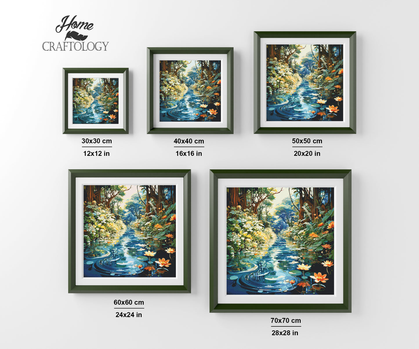 Pond with Flowers - Exclusive Premium Diamond Painting Kit