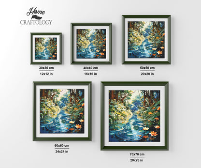 Pond with Flowers - Exclusive Premium Diamond Painting Kit