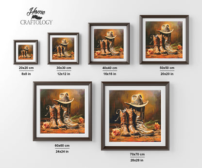 Cowboy Boots and Hat - Exclusive Premium Diamond Painting Kit