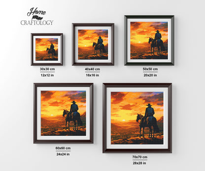 Cowboy Watching the Sunset - Exclusive Premium Diamond Painting Kit