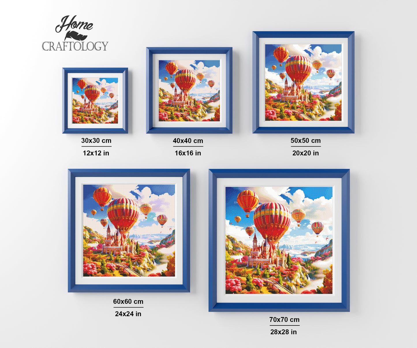 Castle with Hot Air Balloon - Exclusive Premium Diamond Painting Kit