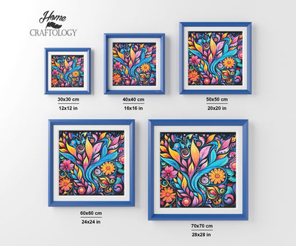 Colorful Leaves and Flowers - Exclusive Premium Diamond Painting Kit