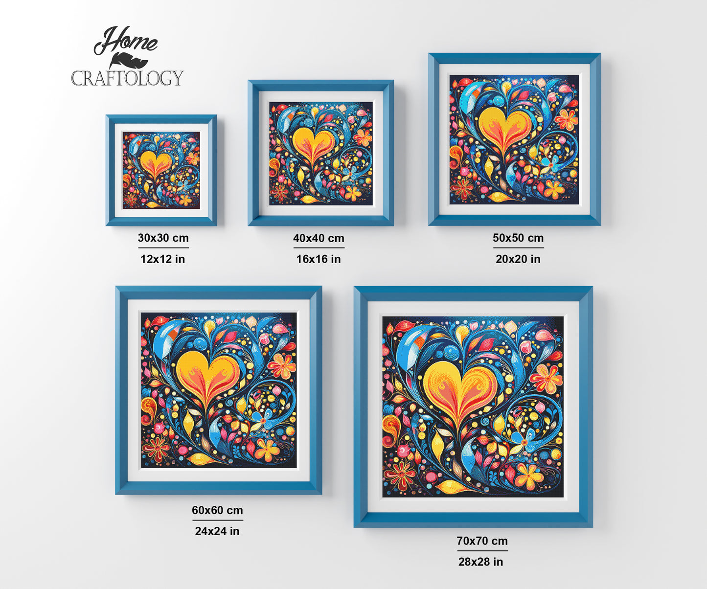 Heart and Flower Abstract - Exclusive Premium Diamond Painting Kit