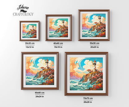 Colorful Lighthouse Image - Exclusive Premium Diamond Painting Kit