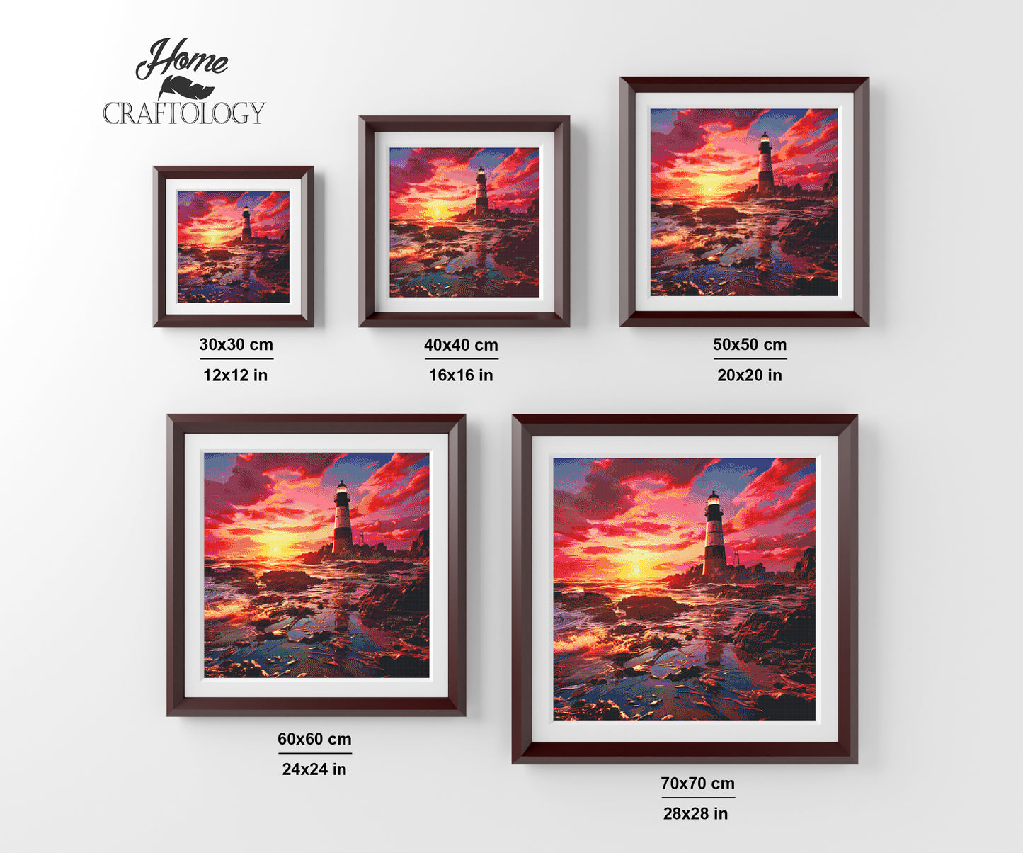 Pink Sky Lighthouse - Exclusive Premium Diamond Painting Kit