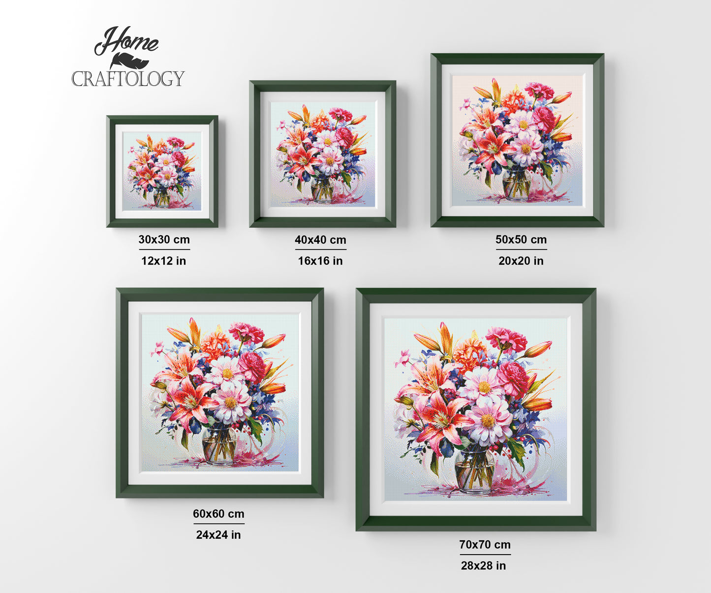 Different Flowers in a Vase - Exclusive Premium Diamond Painting Kit