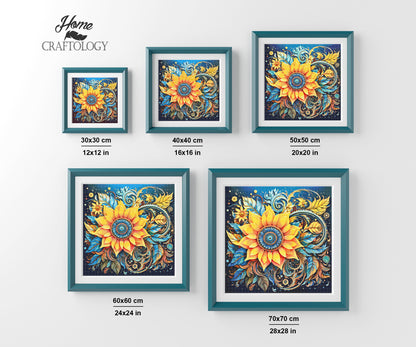 Sunflowers and Leaves - Exclusive Premium Diamond Painting Kit