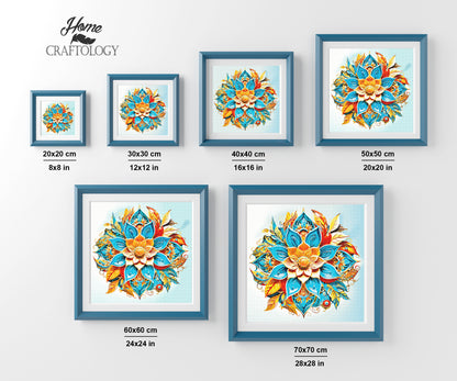 Blue Flower Mandala - Exclusive Premium Diamond Painting Kit