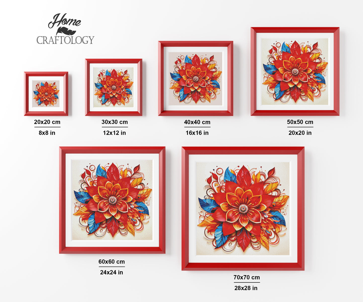 New! Red Flower Mandala - Exclusive Premium Diamond Painting Kit