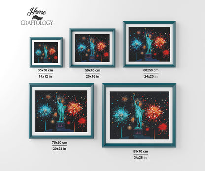 New! Fireworks and Statue of Liberty - Exclusive Premium Diamond Painting Kit