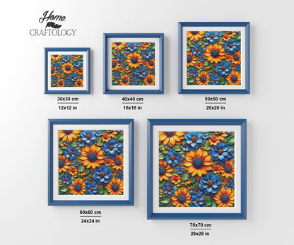 New! Yellow and Blue Sunflowers - Exclusive Premium Diamond Painting Kit