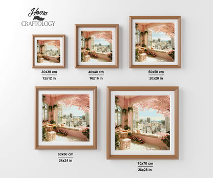 Cherry Blossom Window Peek - Time Limited Exclusive Diamond Painting Kit