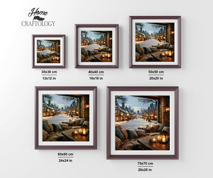 Snowy Village View - Exclusive Premium Diamond Painting Kit