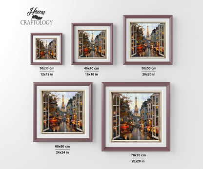 Window to the Eiffel Tower - Exclusive Premium Diamond Painting Kit