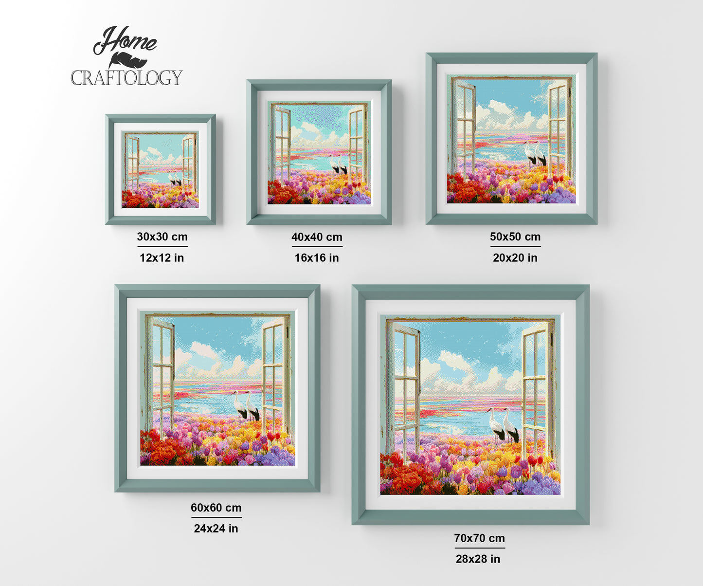 Tulip Fields and Storks Beyond the Window - Time Limited Exclusive Diamond Painting Kit
