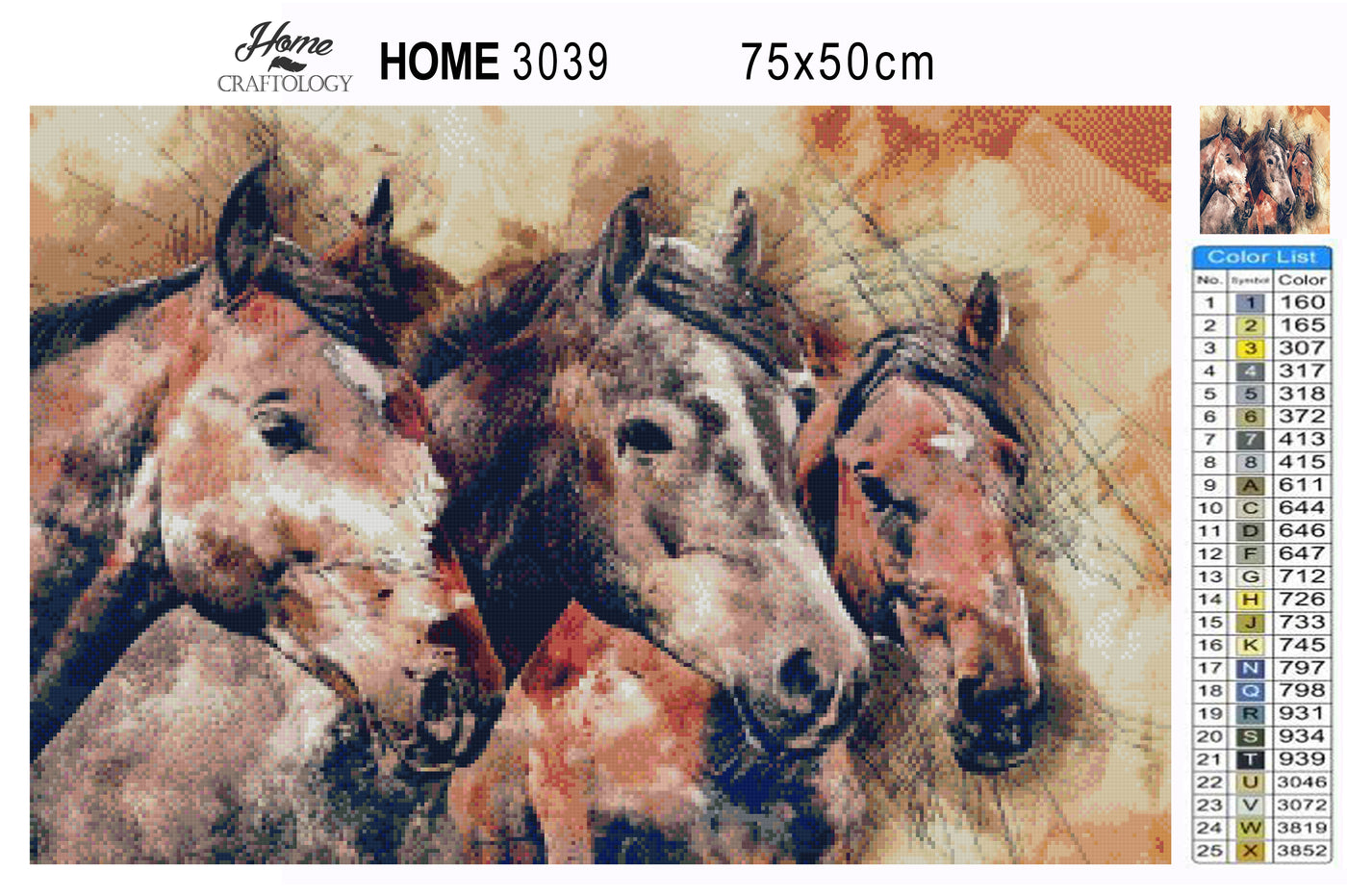 Three Horses Painting - Premium Diamond Painting Kit