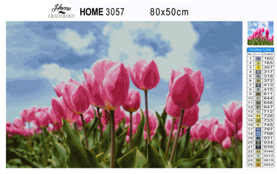 Field of Pink Tulips - Premium Diamond Painting Kit