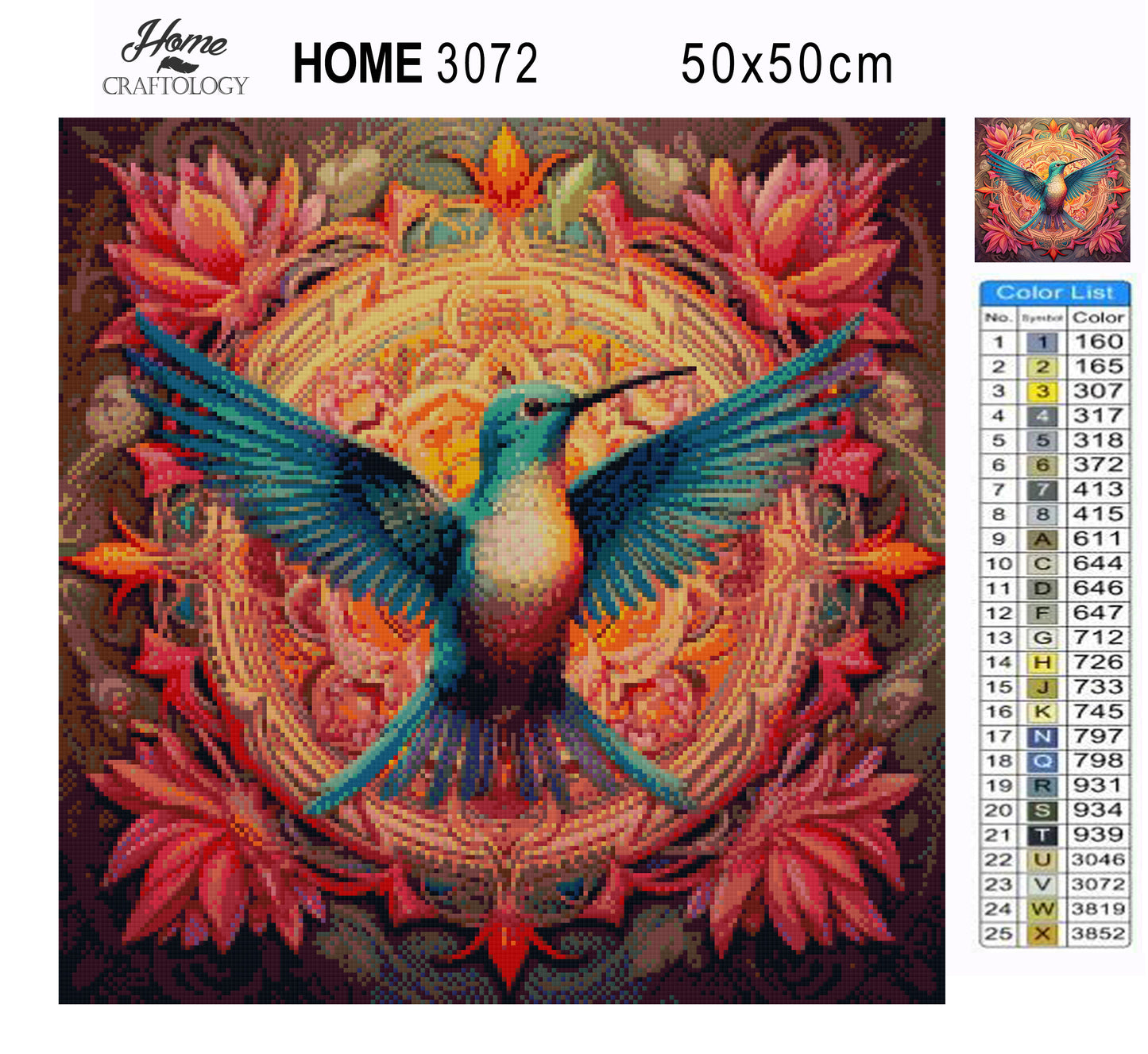 Flying Hummingbird Mandala - Exclusive Premium Diamond Painting Kit