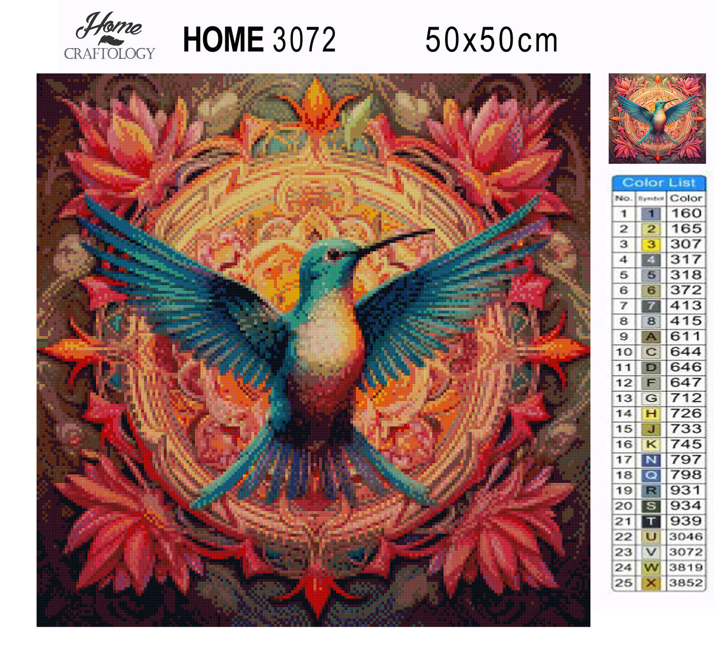 Flying Hummingbird Mandala - Premium Diamond Painting Kit