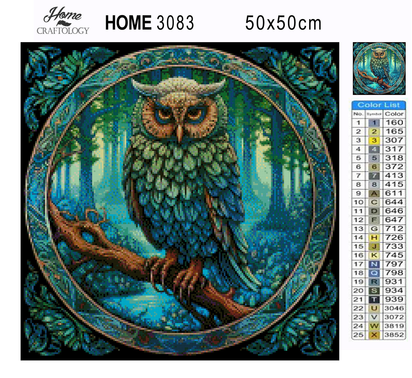 Owl Forest Mandala - Exclusive Premium Diamond Painting Kit