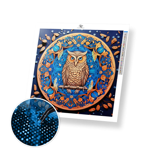 Owl Leaves Mandala - Exclusive Premium Diamond Painting Kit