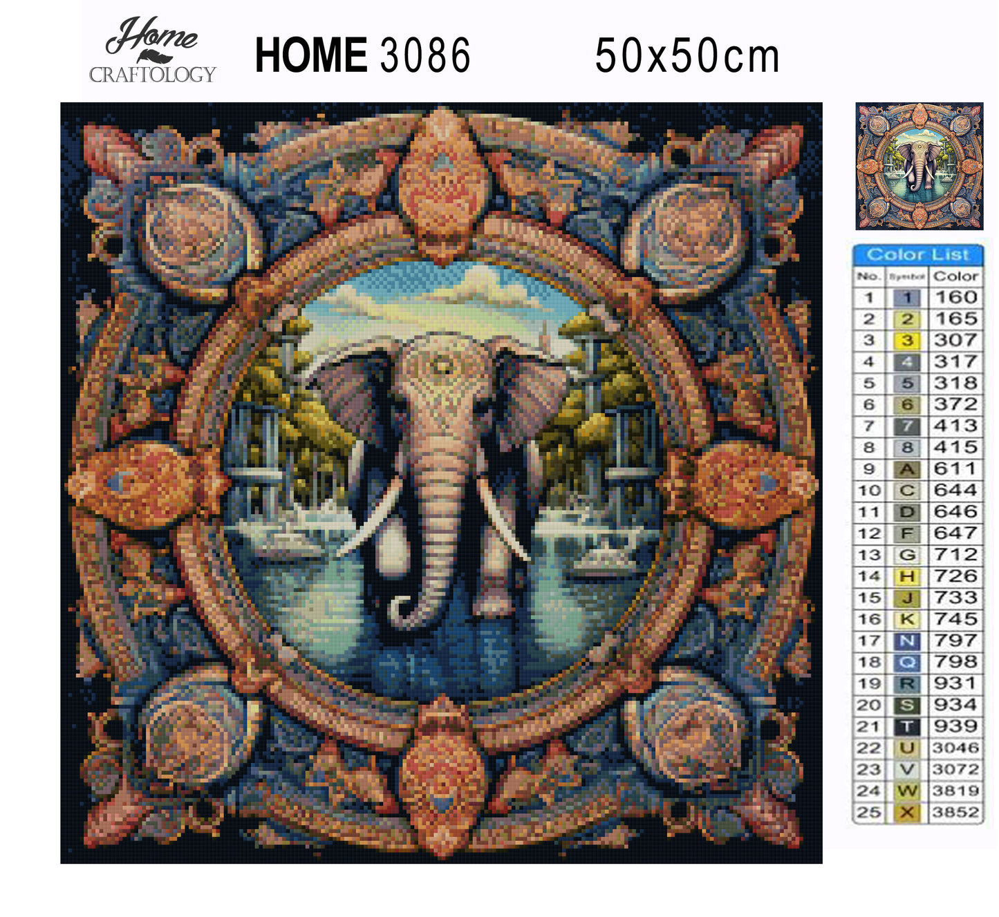 Royal Elephant Mandala - Exclusive Premium Diamond Painting Kit