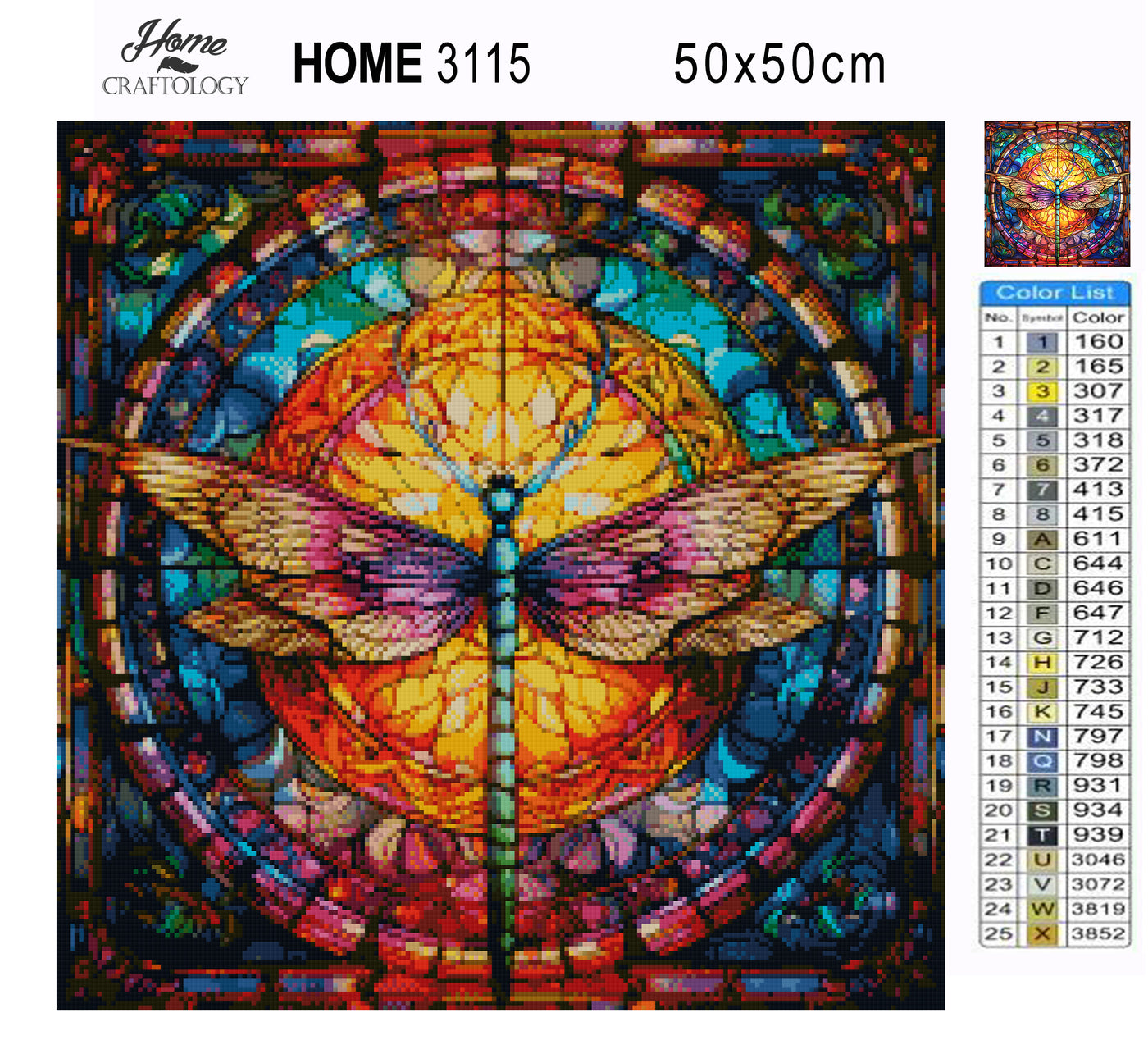 Stained Glass Colorful Dragonfly - Premium Diamond Painting Kit