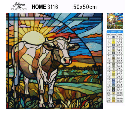 Stained Glass Cow - Exclusive Premium Diamond Painting Kit