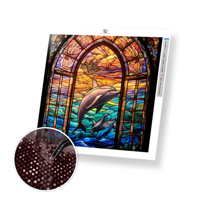 Stained Glass Dolphin - Premium Diamond Painting Kit