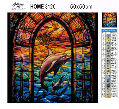 Stained Glass Dolphin - Premium Diamond Painting Kit