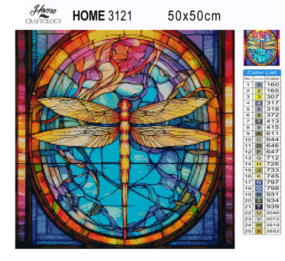 Stained Glass Dragonfly - Premium Diamond Painting Kit
