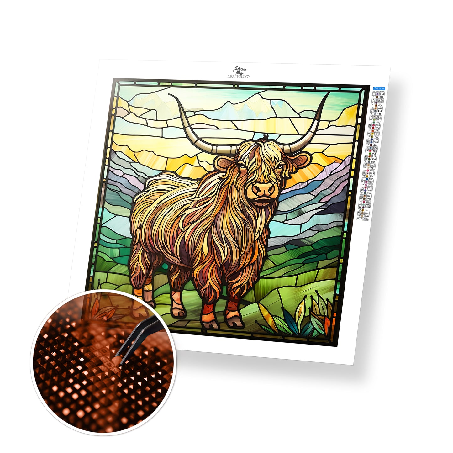 Stained Glass Highland Cow - Exclusive Premium Diamond Painting Kit