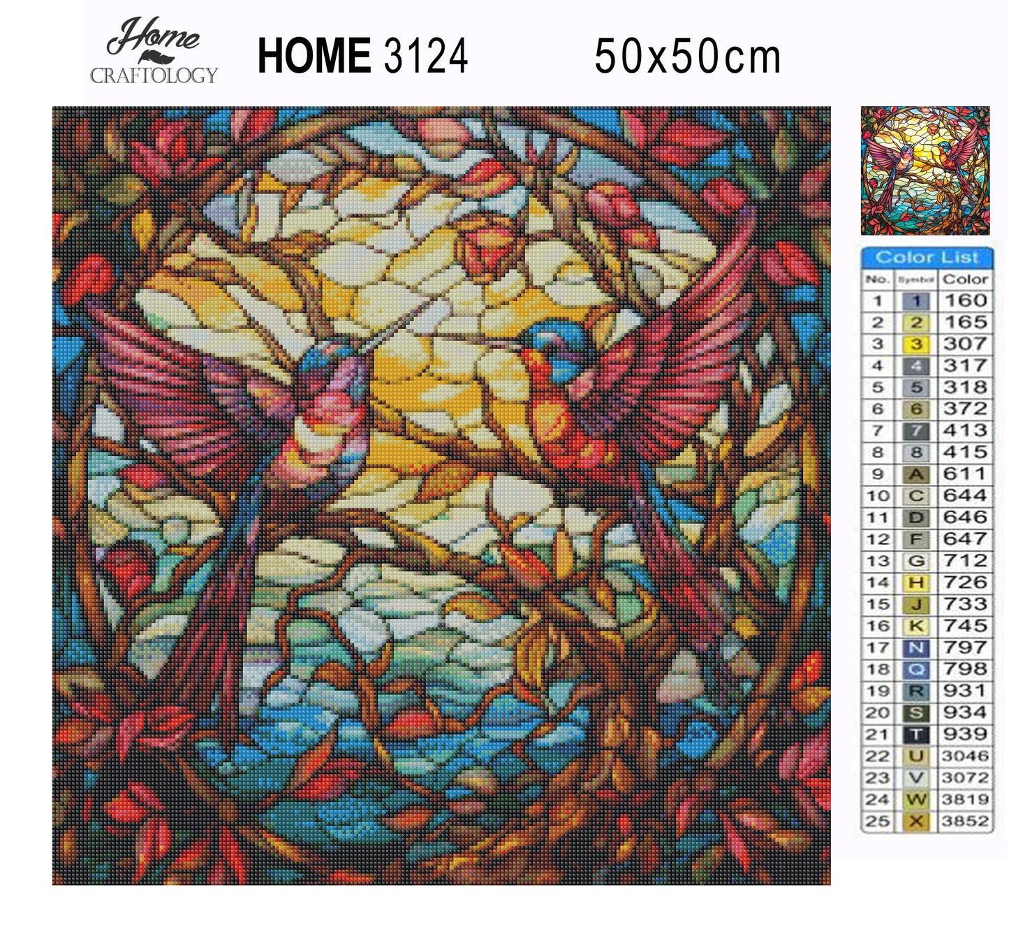 Stained Glass Hummingbirds - Exclusive Premium Diamond Painting Kit