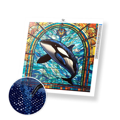 Stained Glass Orca - Exclusive Premium Diamond Painting Kit