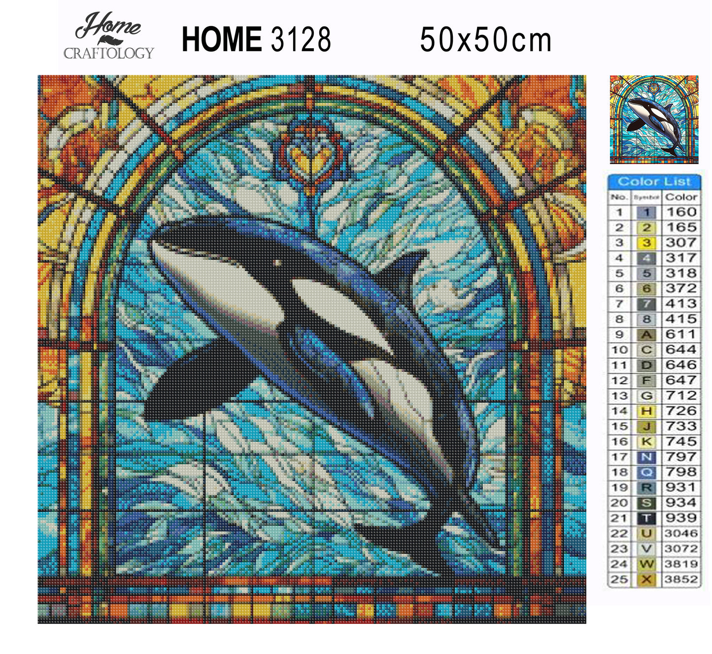 Stained Glass Orca - Exclusive Premium Diamond Painting Kit