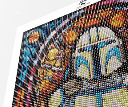 Stained Glass Bounty Hunter- Exclusive Premium Diamond Painting Kit