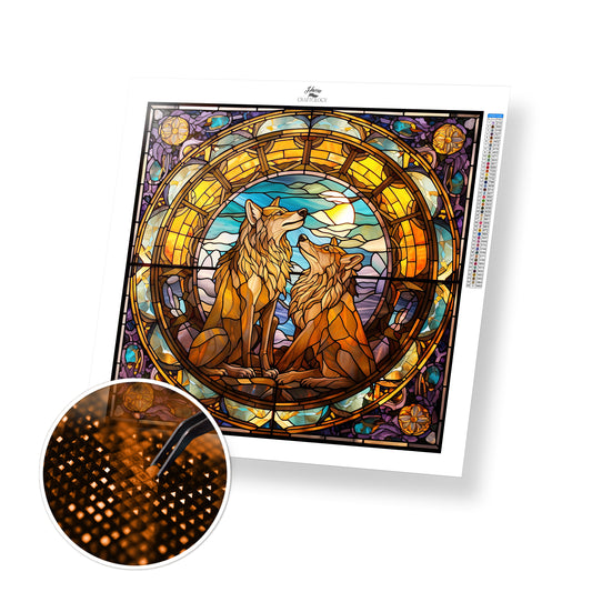 Stained Glass Wolves - Exclusive Premium Diamond Painting Kit