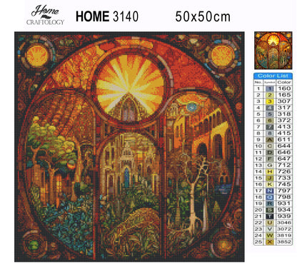 Stained Glass City - Exclusive Premium Diamond Painting Kit